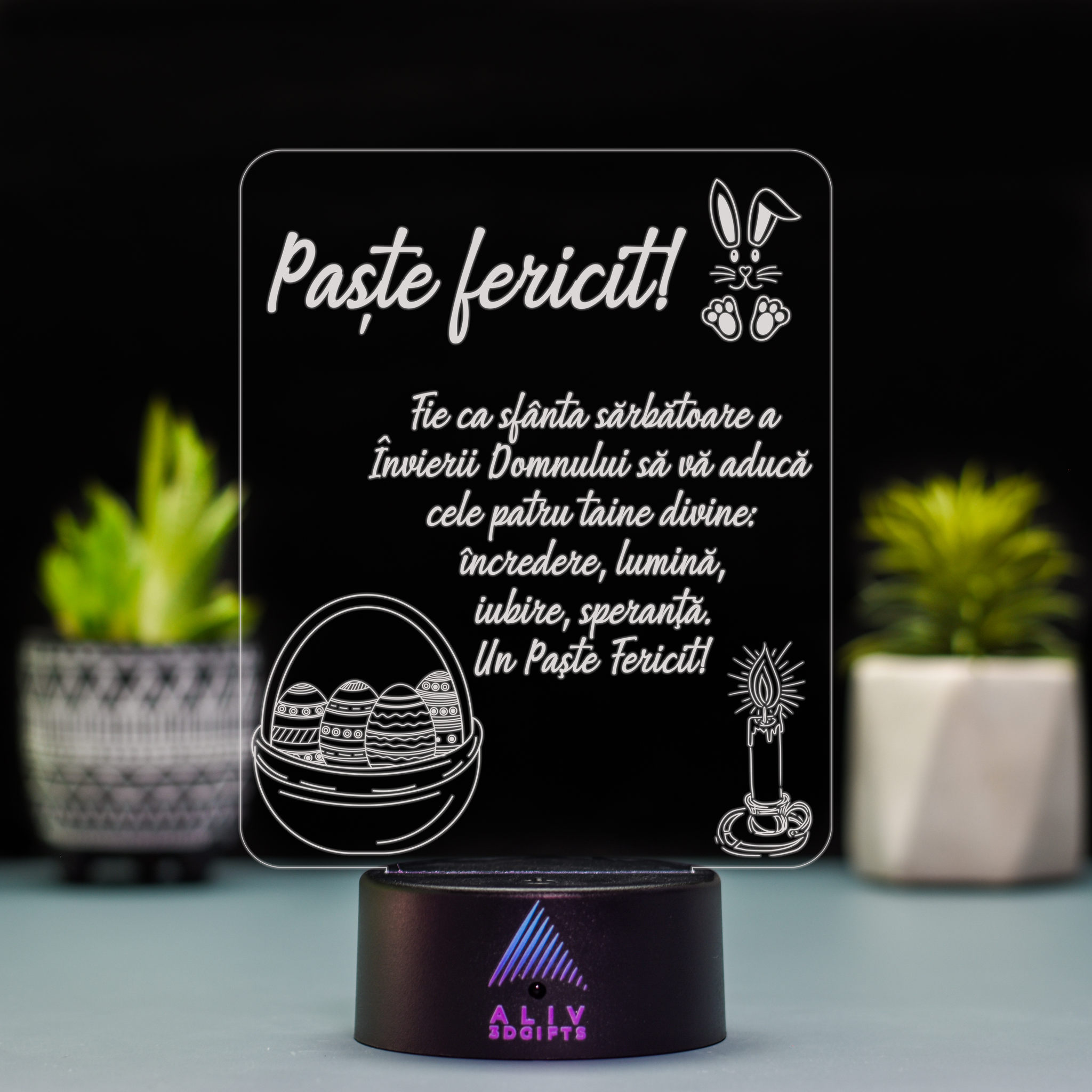 Lampă Led 3D - Urare Paste 2