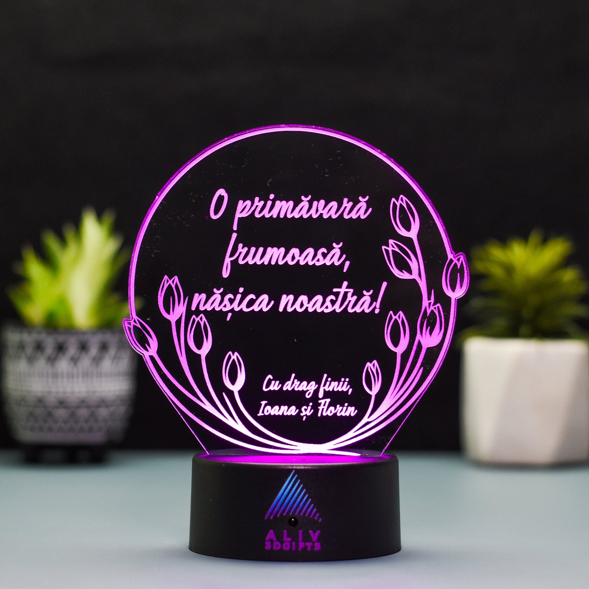 Lampa Led 3D - Lalele Nașă