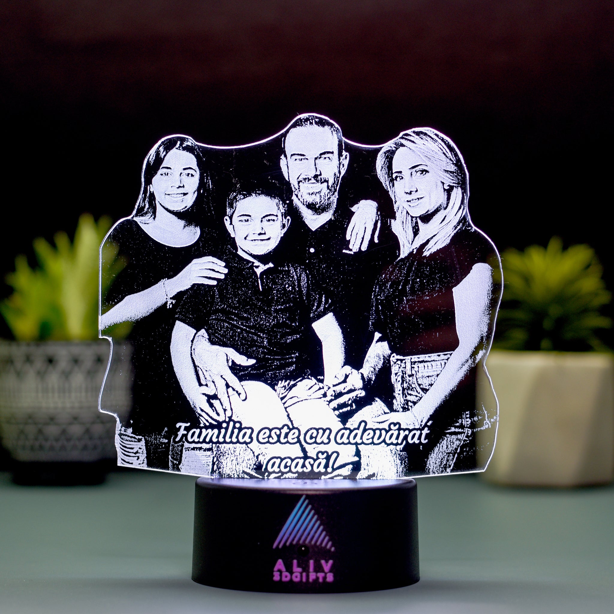 Lampă Led 3D - Familie + Mesaj Personalizat