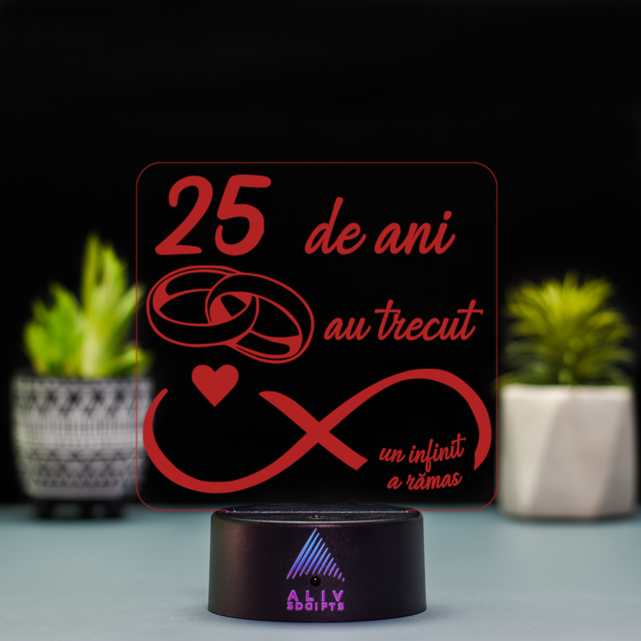 Lampă Led 3D - Nunta Argint 2