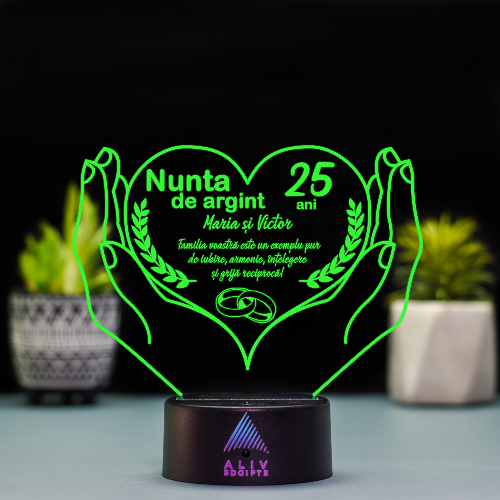 Lampă Led 3D - Nunta Argint 1